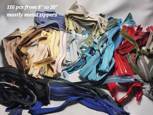 Riesiges Konvolut Vintage Mid Century Metall Reißverschlüsse 116 neu & gebraucht verschiedene Größen Farben  - Bild 1 von 3