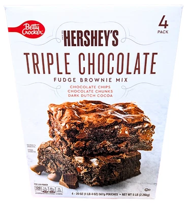 Betty Crocker Hershey's Triple Chocolate Fudge Brownie Mezcla Paquete de 4 x 20 OZ ED11/26 Foto 1 de 4