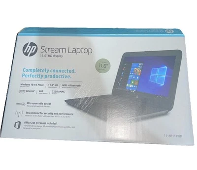 New Sealed HP Stream Laptop 11-AH117WM Stream 11" HD  4GB 32GB eMMC Office 365 - Image 1 of 4