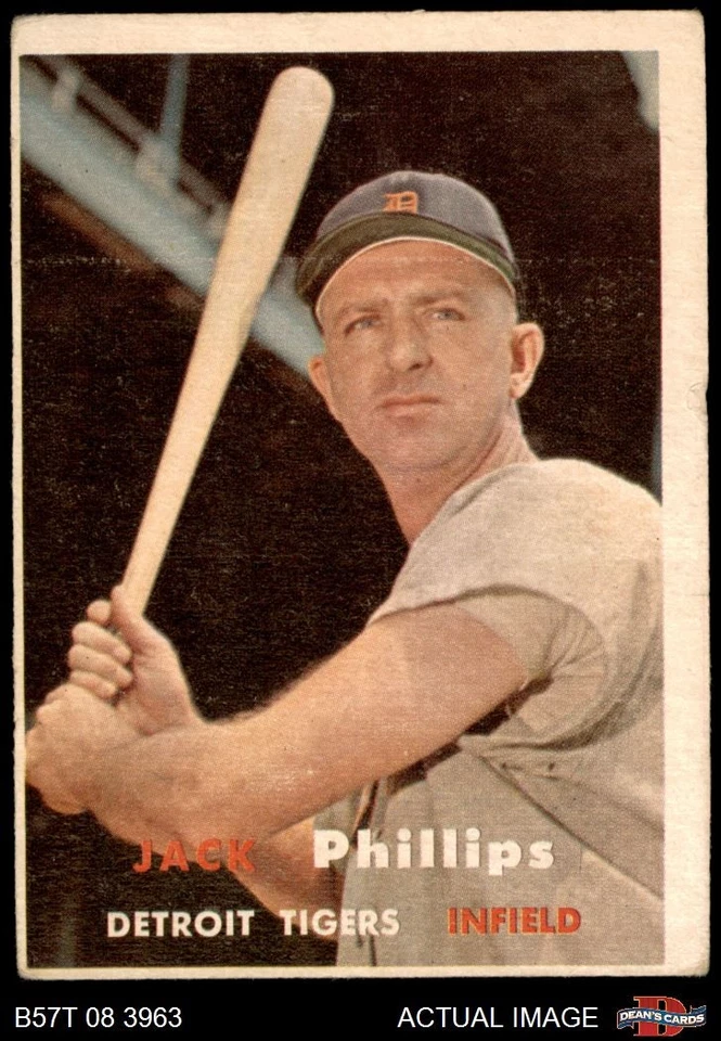 1957 Topps #307 Jack Phillips Tigers DOUBLE-PRINT 1.5 - FAIR - Image 1 of 1