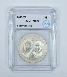 2013-W 5 Star Generals Commemorative Silver Dollar MS70 ICG *3983 - Picture 1 of 5