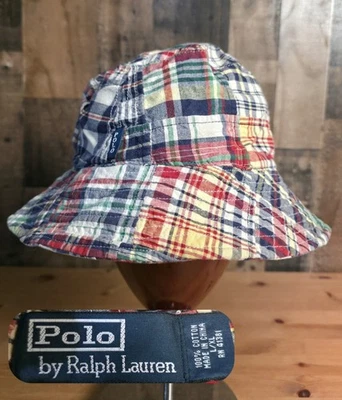Винтажный 90-х годов Y2K Polo Ralph Lauren Madres лоскутное одеяло ведро шляпа Sz L/XL - Изображение 1 из 4