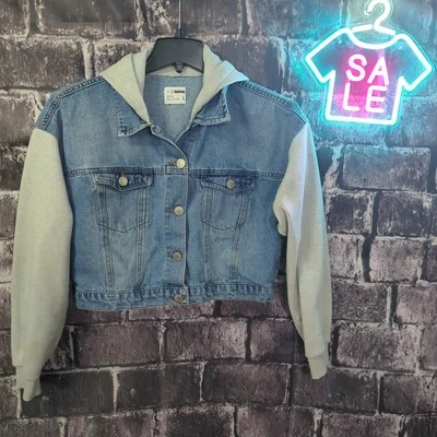CI SONO Jean Jacket Jr Miss L Cropped Medium Wash Blue Denim Faded         [LF7] - Image 1 of 4