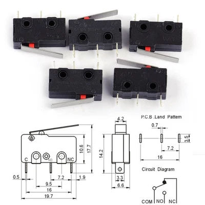 DWCX 5x Mikroschalter Mikrotaster KW4-3Z-3 AC Endschalter 125V/250V 5A Für Mill CNC