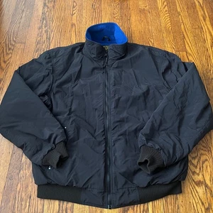 Vintage Eddie Bauer Windfoil Jacke Herren XL Tall schwarz blau Fleece gefüttert USA - Bild 1 von 9