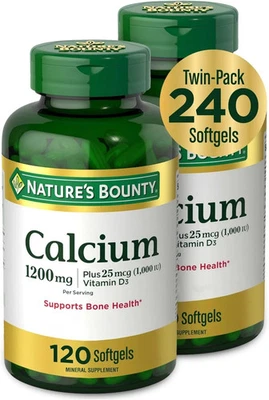 Nature's Bounty Calcium & Vitamins D - 120 Softgels (2 pack) - Image 1 of 4