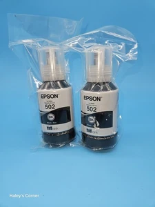 Lot of 2 Epson EcoTank 502 Ink Bottle Black 7500 Page Exp 2026 2760/3760/4760 - Picture 1 of 4