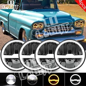 4PCS 5.75" 5 3/4 LED Headlights HI-LO DRL Turn Lights For Chevy Apache 1958 1959 - Picture 1 of 13