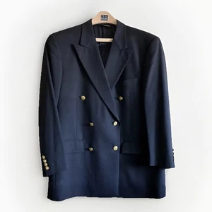 Vintage 70s Brooks Brothers Blazer Wool Double Breasted Gold Button 43R - Picture 1 of 5