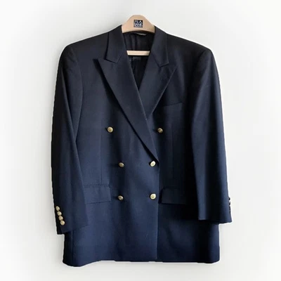 Blazer Brooks Brothers Vintage Años 70 Lana Doble Pecho Dorado Botón 43R Foto 1 de 4