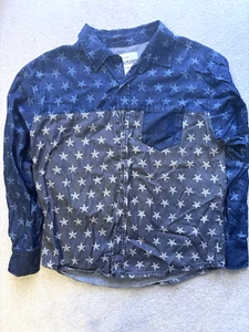 Ditch Plains NY 1970 Western Cowboy Honky Tonk Button Up Shirt Blue Grey Stars - Picture 1 of 10