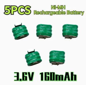5PCS 3.6V Rechargeable Battery Ni-MH With 2 Pins/Tabs For PLC Data Backup 160MAH - Picture 1 of 4