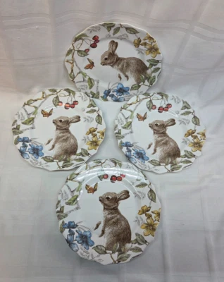 Set 4 Pier 1 Imports Sofie Sophie the Bunny Rabbit Dessert Salad Plates 8.5” - Image 1 of 4