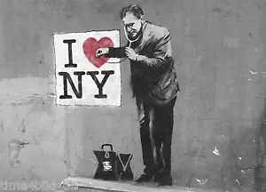 BANKSY I love Nueva York NY DOKTOR LOVE Loft IMÁGENES LIENZO ARTE GICLEE (120x80cm) - Imagen 1 de 4
