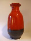 Large Mid Century Modern Red & Black Jasba German / Germany Fat Lava Glaze Vase