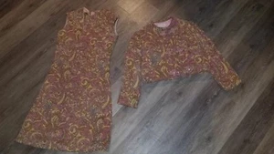 Vintage Paisley Jewell Myers 2 Pc Dress Set fully lined Bolero Jacket Midi Dress - Picture 1 of 6