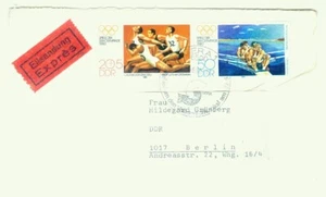 Germania 1980 (8 giugno) Copertina posta espressa Gera-Berlino.Annullamento RPO ferroviario.Olimpiadi - Foto 1 di 3