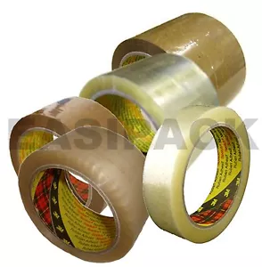 Scotch 3M 371 Heavy Duty Clear Buff Parcel / Packing Tape Rolls 25mm 48mm & 75mm - Picture 1 of 4