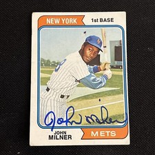 JOHN MILNER 1974 TOPPS SIGNED AUTOGRAPHED CARD #234 NEW YORK METS