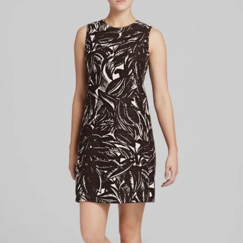 Abito Tory Burch Tabora Palm Shift taglia 0 marrone cocco crema naturale