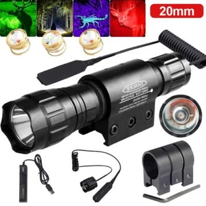 Hunting Green/Red/Purple/White Torch LED Flashlight Air Rifle Light 20mm Rail UK - Picture 1 of 14