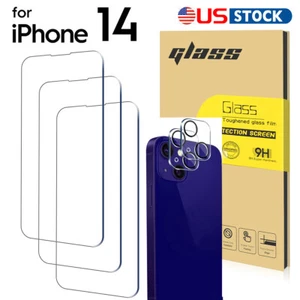 3PCS For iPhone 14 Plus 14 Pro Max Screen & Camera Lens Protector Tempered Glass - Photo 1 sur 16