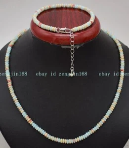 Juego de pulsera collar cuentas rondelle piedra Shoushan lisa clásico de 2x4 mm 18/7,5"" - Imagen 1 de 15