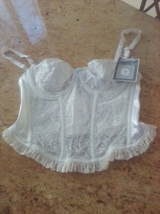 Vintage Oscar Delarenta bustier bra lace and satin 36 b - Picture 1 of 5