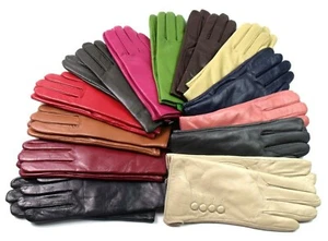 Guantes de cuero suave genuino de alta calidad premium para dama y mujer totalmente forrados cálidos - Imagen 1 de 214