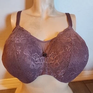 Cacique Bra 46C Lightly Lined Full Coverage Purple Underwire - Picture 1 of 4
