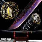Exquisite Pattern Japanese Samurai Sword Katana Folded Steel Blue Purple Blade 