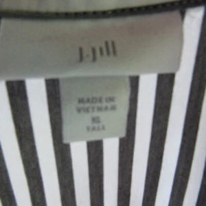 J Jill  XL Tall Shirt Top Womens Gray White Slimming Stripe Button Up Sleeveless - Picture 1 of 8