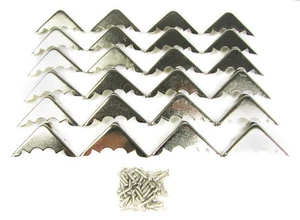 24pc. Decorative Nickel Box Corners w/Screws - a great finishing touch!  - Picture 1 of 4