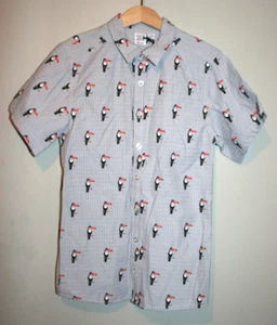 NEW Boys Deux Par Deux Toucan Print Button Front Dress Shirt Striped Size 12 yrs - Picture 1 of 4