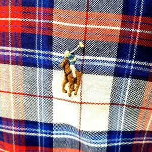 RALPH LAUREN Americana Plaid Shirt Red White Blue Classic Fit Men's $89.50 NEW * - Picture 1 of 10
