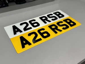4D 3MM NUMBER PLATES ROAD LEGAL FRONT & REAR GLOSS BLACK PREMIUM - Picture 1 of 27