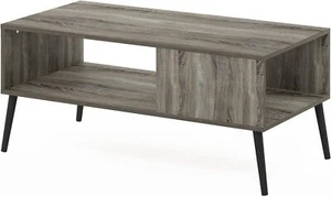 Furinno Claude Mid Century Style Coffee Table with Wood Legs, Espresso - Picture 1 of 41