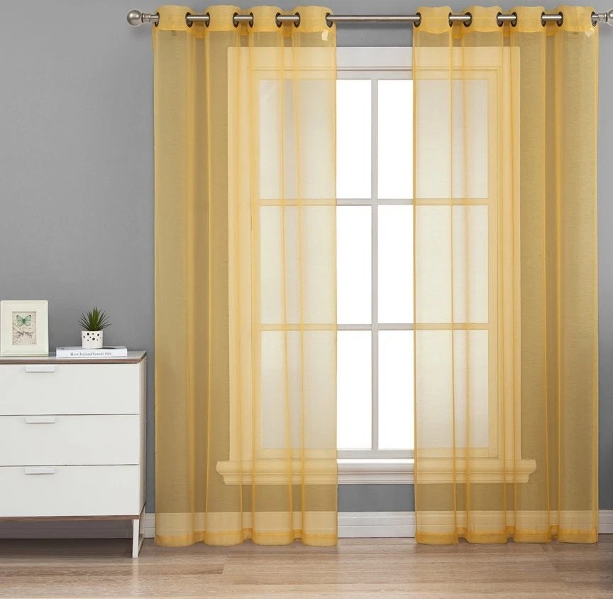 2 PIEZAS OJAL GASA SÓLIDA PANEL TRANSPARENTE VENTANA CORTINA TRATAMIENTO CORTINA NUEVA DECORACIÓN Foto 1 de 1