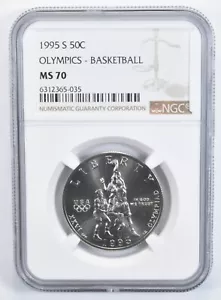 1995 S MS70 Olympic Basketball Commemorative Half Dollar NGC - Picture 1 of 5