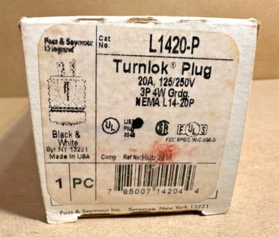 Pass & Seymour / Legrand  L1420-P Turnlok Plug, 3P, 20A, New In Box - Image 1 of 3