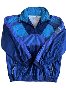 Vintage PUMA Nylon Windbreaker Jacket 90s Purple Zip Up Size US M Men | Rare - Picture 1 of 4