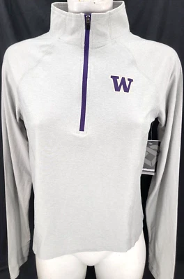 NEW Washington Huskies Gray Colosseum LS 1/4 Zip Pullover Shirt Women's M - Image 1 of 4