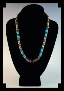 White Fox Creation: Sterling , Copper and Turquoise Unisex Choker - Picture 1 of 7