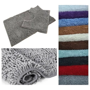 Luxurious 2 Piece Bath Mat Set Non-slip Toilet Pedestal With Soft Foam Shaggy - Picture 1 of 23