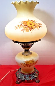 Vintage Guss Vom Winde verweht Windlicht Lampe gelb floral - Bild 1 von 11