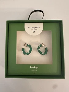 New Kate Spade for Target Pearl Polka Dot Hoop Earrings - Green/White - Picture 1 of 4