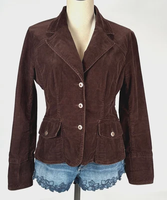 Y2K Tommy Hilfiger Women’s Corduroy Blazer Jacket Size Medium Dark Brown - Image 1 of 4