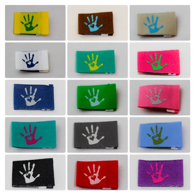 10 Handmade with Love gefaltetete Webetiketten Webband in 15 Farben wählbar