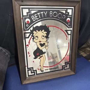 Vintage BETTY BOOP -Boop Boop A Doop - Wood Framed Bar Mirror Collectible Large - Picture 1 of 5