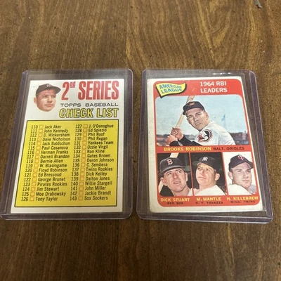 2- Lista de verificación de tarjetas Topps de Mickey Mantle de la década de 1960 y líderes impulsados ​​1964 Foto 1 de 4